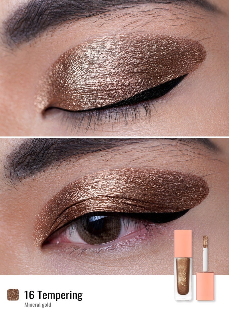 Oulac Liquid Glitter Eyeshadow - Metallic & Shimmer Formula, Intense Sparkle Eyeshadow, Eyeliner & Highlighter, Fine Sparkle & Glow, Blendable, Crease-Resistant, Vegan & Cruelty-Free, Long-Lasting, 5.4g - Tempering - 16 - Image 5