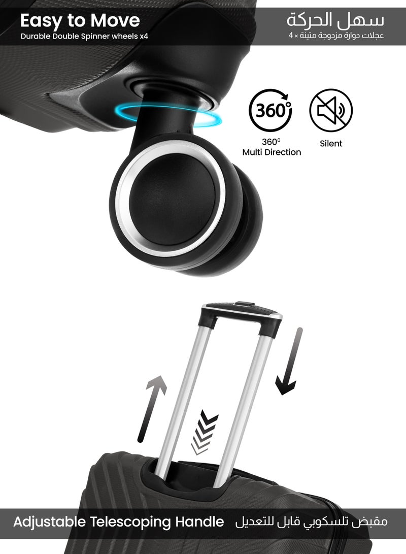 بارا جون حقيبة سفر أمتعة بعجلات حقيبة يد مقصورة أمتعة حقيبة أمتعة خفيفة الوزن حقائب ترولي مع 4 عجلات دوارة متينة 360 درجة غلاف أمتعة صلبة - Image 3