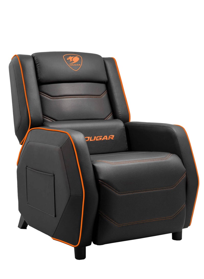 Cougar Ranger S Gaming Sofa, Side Storage Pocket, Breathable PVC Leather, Headrest Lumbar Pillow, Adjustable Design, Up to 160Kg Weight Capcity, Black/Orange | 3MRGSORB.0001 - Image 1