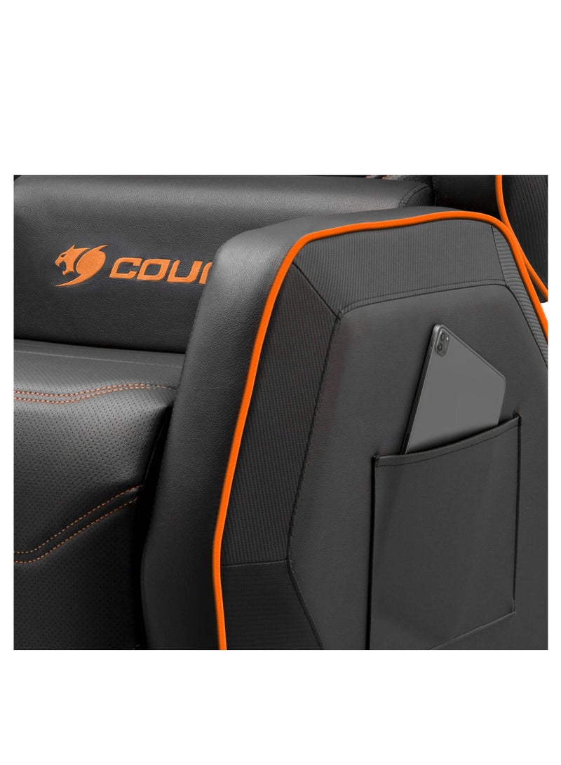 Cougar Ranger S Gaming Sofa, Side Storage Pocket, Breathable PVC Leather, Headrest Lumbar Pillow, Adjustable Design, Up to 160Kg Weight Capcity, Black/Orange | 3MRGSORB.0001 - Image 3