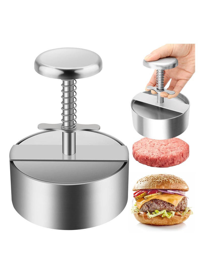 1 Set Round Shape Hamburger Press Aluminum Alloy Burger Patty Maker Mold with 304 Stainless Steel Rust Proof for Home and Restaurant Use to Make - Image 1