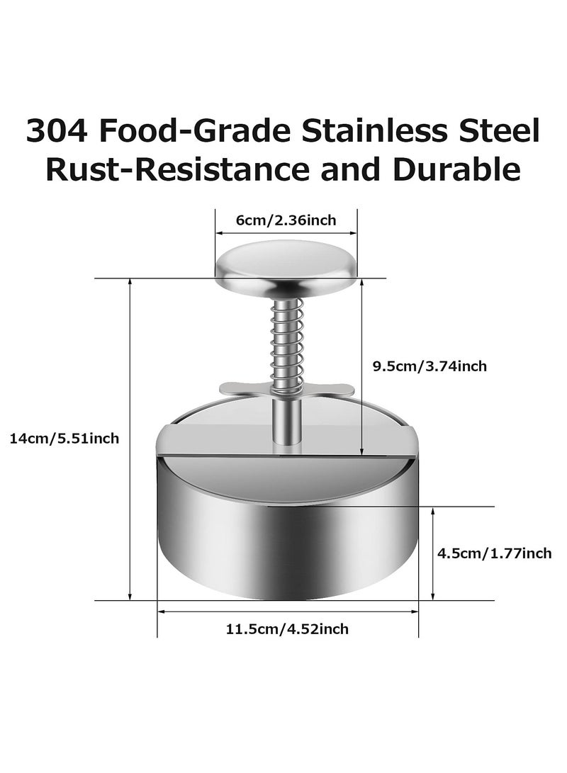 1 Set Round Shape Hamburger Press Aluminum Alloy Burger Patty Maker Mold with 304 Stainless Steel Rust Proof for Home and Restaurant Use to Make - Image 2