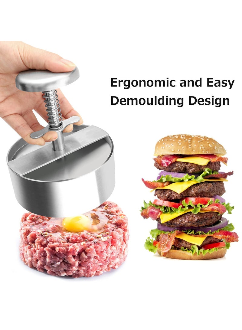1 Set Round Shape Hamburger Press Aluminum Alloy Burger Patty Maker Mold with 304 Stainless Steel Rust Proof for Home and Restaurant Use to Make - Image 5