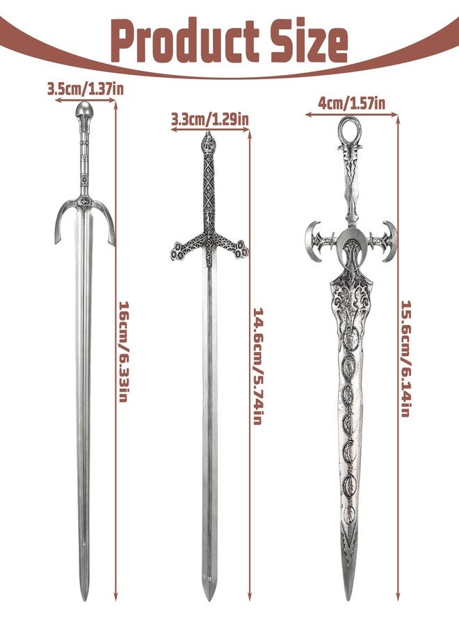 Molain 3Pcs Sword Hair Pin Set, Gothic Viking Medieval Renaissance Hair Accessories Medieval Hair Sticks Renaissance Hair Jewelry for Women - Image 2