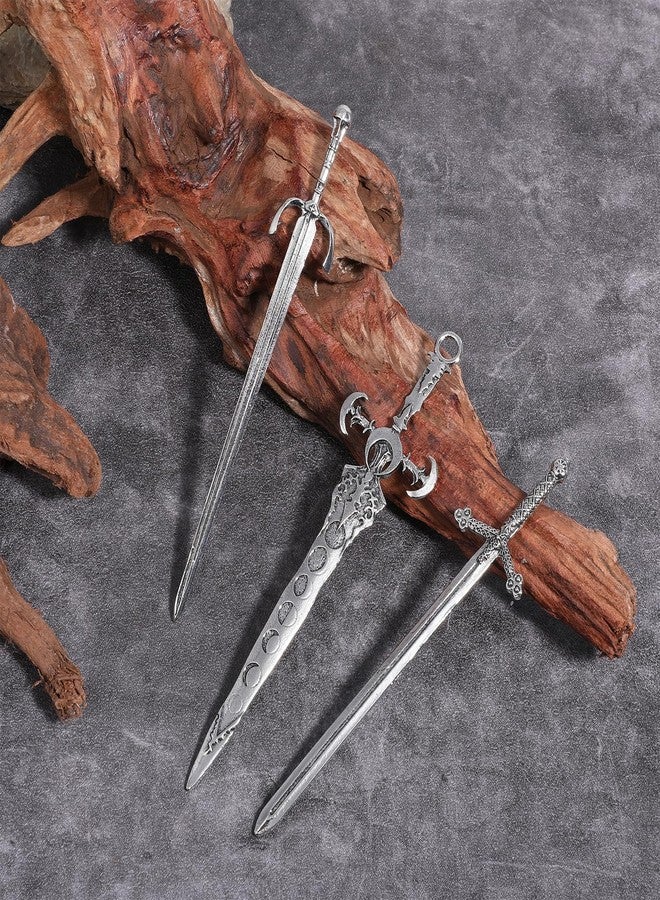 Molain 3Pcs Sword Hair Pin Set, Gothic Viking Medieval Renaissance Hair Accessories Medieval Hair Sticks Renaissance Hair Jewelry for Women - Image 4