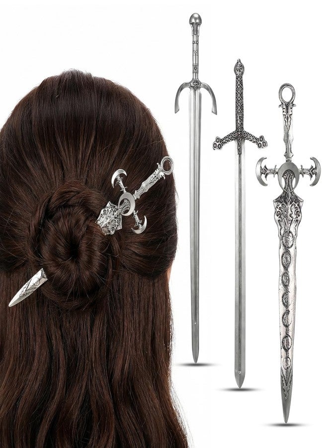 Molain 3Pcs Sword Hair Pin Set, Gothic Viking Medieval Renaissance Hair Accessories Medieval Hair Sticks Renaissance Hair Jewelry for Women - Image 1