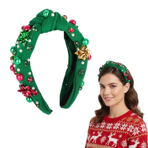 MAYCREATE® Christmas Hair Bands for Women, Festival Beads Head Band Hairband for Woman, Fashion Rhinestone Wide Headband Hair Band for Daily, Party, Christmas, Holiday, Valentine's Day Ladies Gift - Image 1