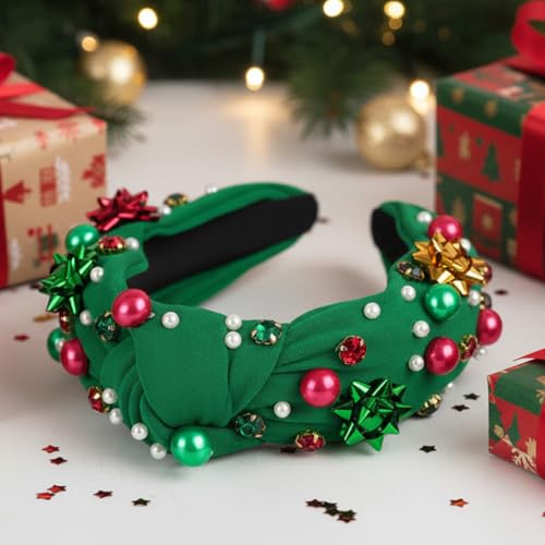 MAYCREATE® Christmas Hair Bands for Women, Festival Beads Head Band Hairband for Woman, Fashion Rhinestone Wide Headband Hair Band for Daily, Party, Christmas, Holiday, Valentine's Day Ladies Gift - Image 4