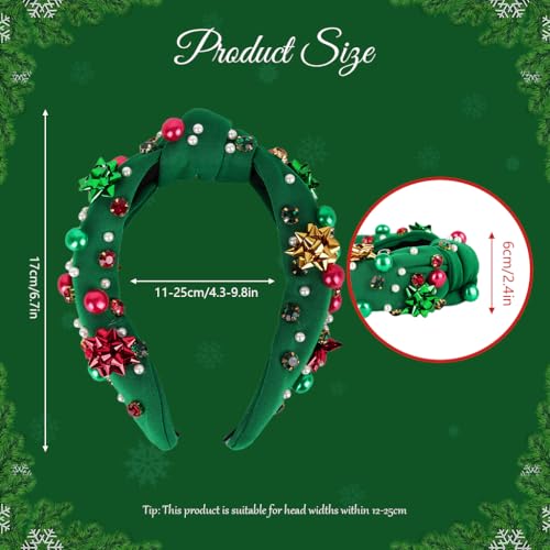 MAYCREATE® Christmas Hair Bands for Women, Festival Beads Head Band Hairband for Woman, Fashion Rhinestone Wide Headband Hair Band for Daily, Party, Christmas, Holiday, Valentine's Day Ladies Gift - Image 2