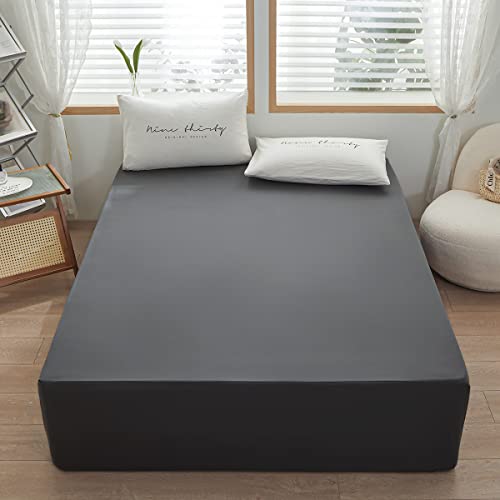 rushrushlulu Bedding TwinXL Size Fitted Sheet Only - Deep Pocket - Fits 15inches Bed Matress Sheet- Bottom Sheet - Soft and Microfiber-Easy Care - Dark Gray - Image 2