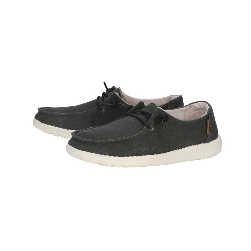 HEYDUDE Women's Wendy Chambray Chambray Off Black Size 6 | Womenâ€™s Shoes | Womenâ€™s Lace Up Loafers | Comfortable & Light-Weight - Image 4