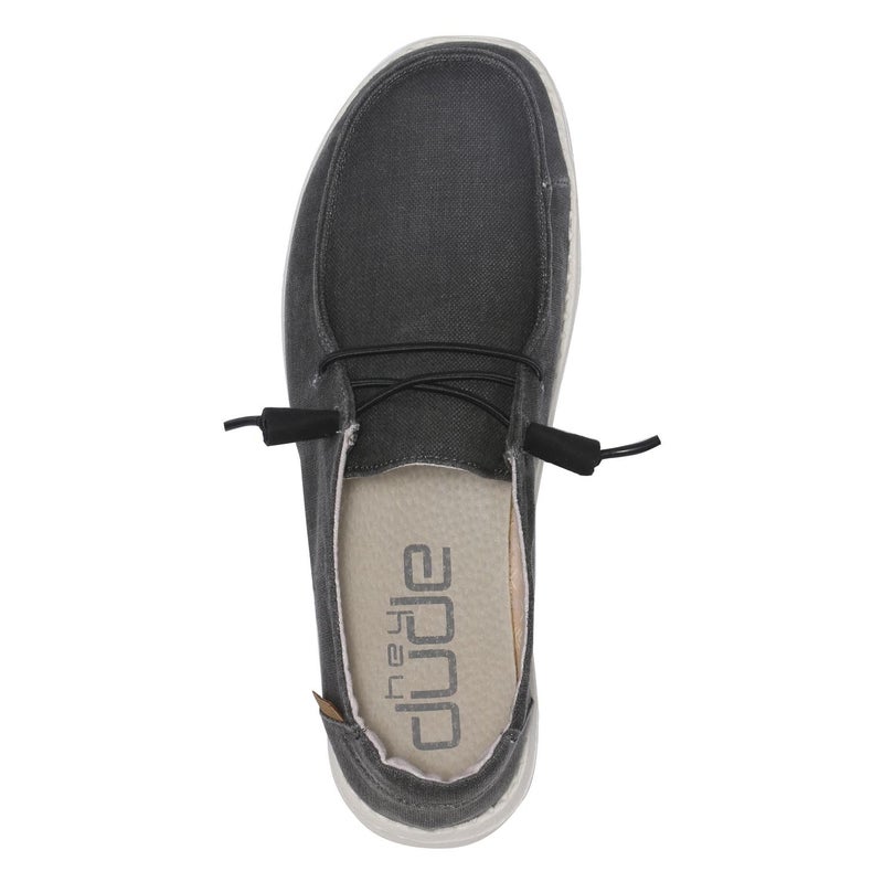 HEYDUDE Women's Wendy Chambray Chambray Off Black Size 6 | Womenâ€™s Shoes | Womenâ€™s Lace Up Loafers | Comfortable & Light-Weight - Image 2