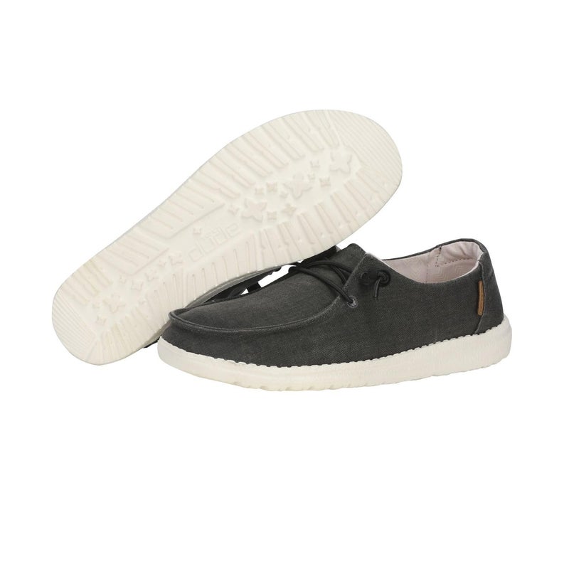 HEYDUDE Women's Wendy Chambray Chambray Off Black Size 6 | Womenâ€™s Shoes | Womenâ€™s Lace Up Loafers | Comfortable & Light-Weight - Image 3