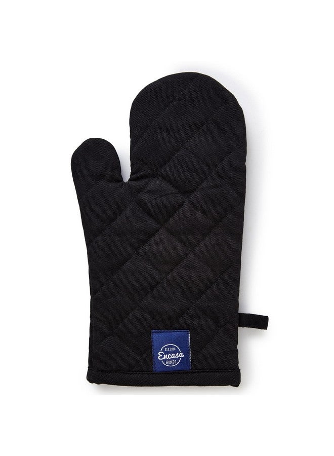 Encasa XO Heat Resistant Cotton Oven Gloves Mitts (2 Pc Set) - Quilted & Safe 17x29 cm - for Kitchen, Cooking & Baking, Grilling, Handling Hot Pots & Pans - Full Black - Image 4