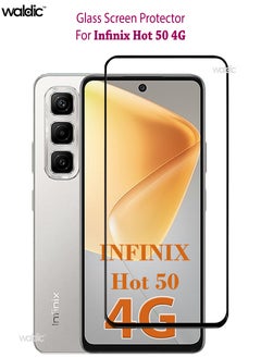Infinix Hot 50 4G Screen Protector | Tempered Glass Compatible with Infinix Hot 50 4G | Screen Protector Full HD Quality Tempered Glass Anti-Scratch Edge to Edge Coverage with Easy Installation Kit - Black
