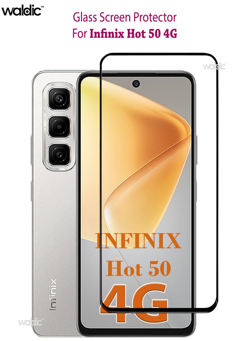 Waldic - Infinix Hot 50 4G Screen Protector | Tempered Glass Compatible with Infinix Hot 50 4G | Screen Protector Full HD Quality Tempered Glass Anti-Scratch Edge to Edge Coverage with Easy Installation Kit - Black - Image 1