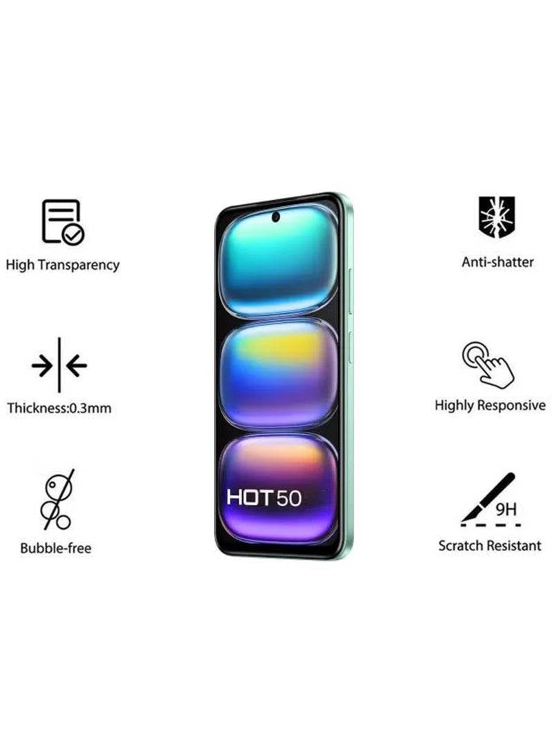 Waldic - Infinix Hot 50 4G Screen Protector | Tempered Glass Compatible with Infinix Hot 50 4G | Screen Protector Full HD Quality Tempered Glass Anti-Scratch Edge to Edge Coverage with Easy Installation Kit - Black - Image 1