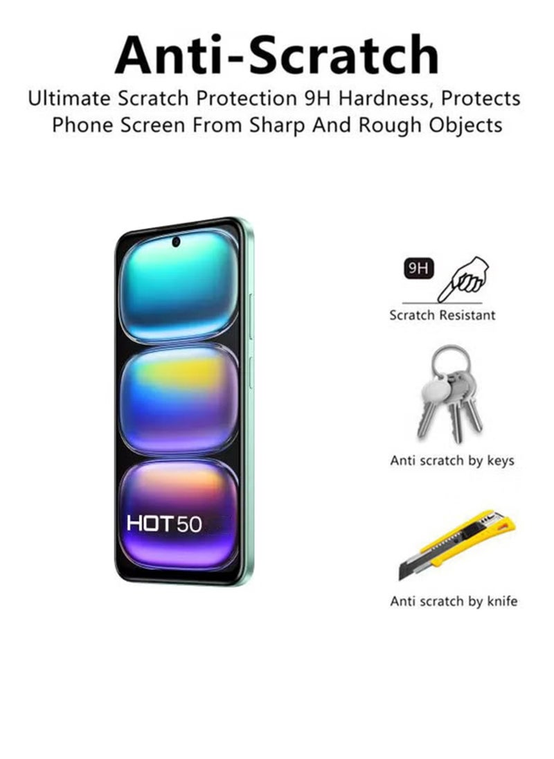 Waldic - Infinix Hot 50 4G Screen Protector | Tempered Glass Compatible with Infinix Hot 50 4G | Screen Protector Full HD Quality Tempered Glass Anti-Scratch Edge to Edge Coverage with Easy Installation Kit - Black - Image 1