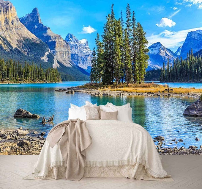 MOUNTAIN WITH LAKE PHOTO WALLPAPER LANDSCAPE WALL MURAL FOR TV BACKGROUND WALL BEDROOM LIVING ROOM SOFA WALL NOT SELFADHESIVE