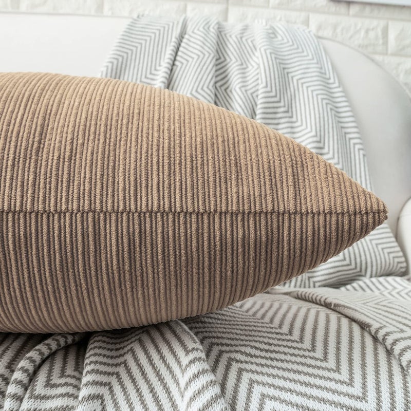 HWY 50 Taupe Chenille Throw Pillow Covers 16x16 Inch with Triple Buttons, Soft Farmhouse Accent Decorative Cushion Cases for Couch Sofa Bed Living Room Pack of 2 - Image 5