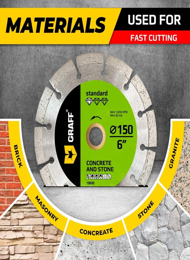 GRAFF 6 Inch Diamond Blade for Angle Grinder Arbor 7/8"-5/8" - Diamond Cutting Wheel for Stone, Marble, Granite, Brick, Masonry, Concrete - Diamond Saw Blades for Dry and Wet Cutting GRAFF - Image 4