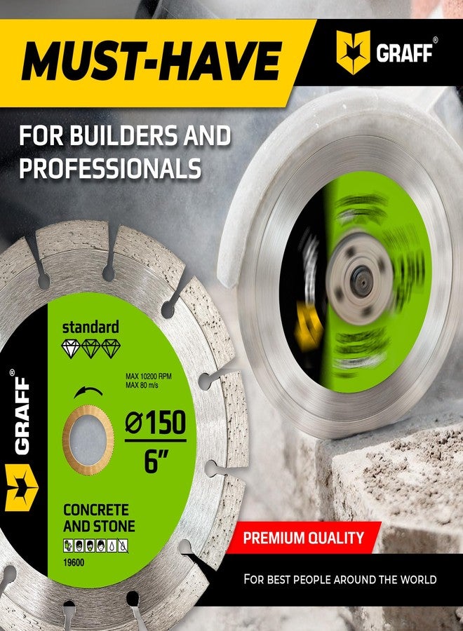 GRAFF 6 Inch Diamond Blade for Angle Grinder Arbor 7/8"-5/8" - Diamond Cutting Wheel for Stone, Marble, Granite, Brick, Masonry, Concrete - Diamond Saw Blades for Dry and Wet Cutting GRAFF - Image 5