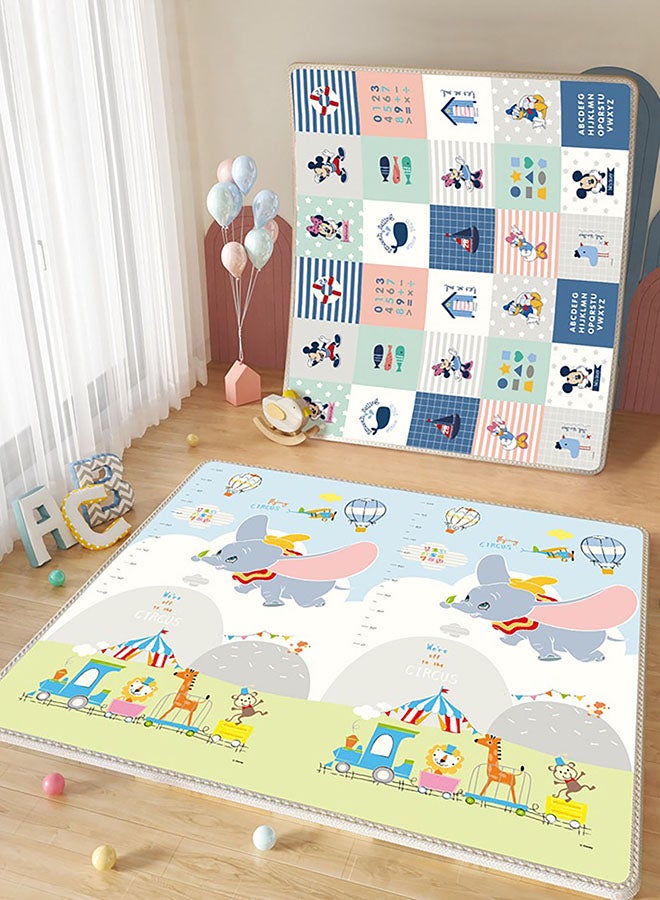 Galaxy سجاد لعب قابل للعكس من جالاكسي للأطفال - سمك 1 سم، غير سام ومقاوم للماء | سجادة لعب كبيرة قابلة للطي بتصميم فيل مع طباعة حيوانات وغابة على الجانبين | سجادة فوم آمنة للأطفال والرضع - Image 3