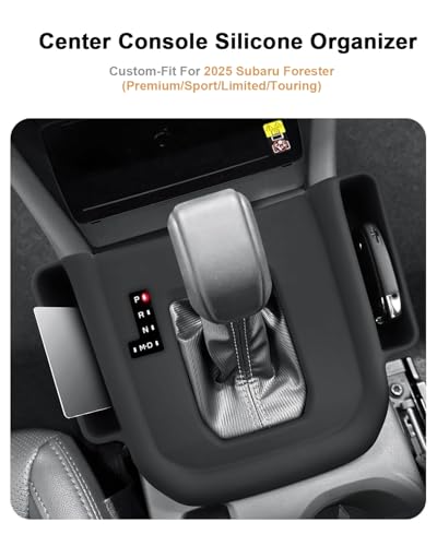 EcoZen 2025 Forester Center Console Organizer for 2025 Subaru ForesterPremiumSportLimitedTouring Forester Hybrid Center Console Silicone Storage Tray for 2025 ForesterHybrid AccessoriesBlack - Image 3