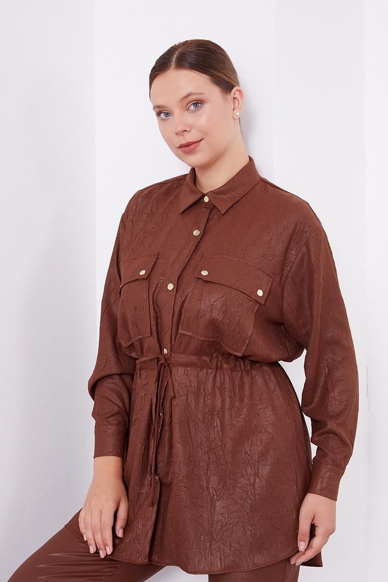 Levidor Bitter Brown Drawstring Waist Trousers Sports Suit - Image 4