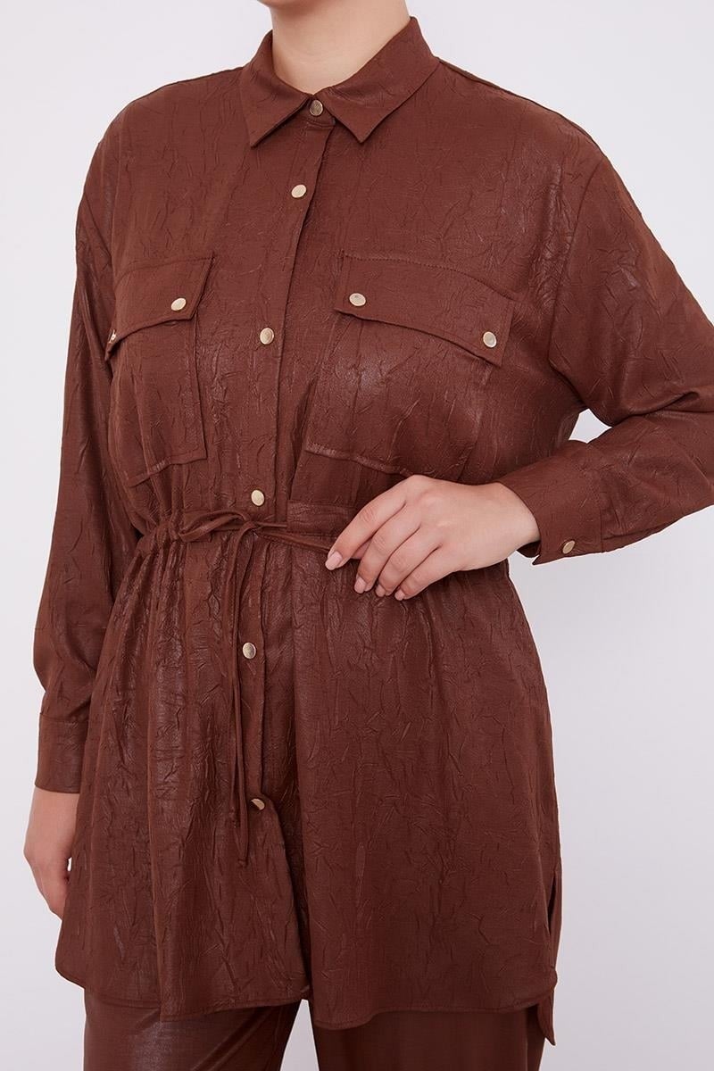 Levidor Bitter Brown Drawstring Waist Trousers Sports Suit - Image 5