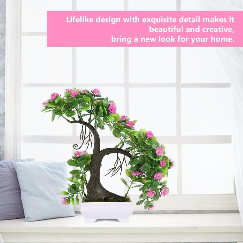 Simulation Plastic Flower Potted Plants 2pcs, Pink and Yellow Artificial Plant Ornaments for Home and Office Indoor Decoration - Image 4