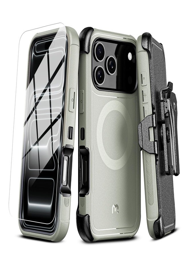 جراب M MYBAT PRO لهاتف iPhone 17 Pro Max مع مشبك حزام، جراب Maverick Series 17 Pro Max [متوافق مع Magsafe] مع واقي شاشة، مقاوم للصدمات، مع مسند قابل للدوران 360 درجة، حماية فائقة - Image 1