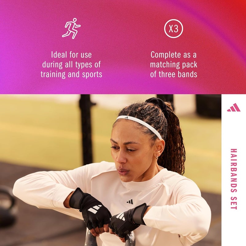 adidas Hairbands (Graphic) - Set of 3 in Pink, White, and Black - Image 2