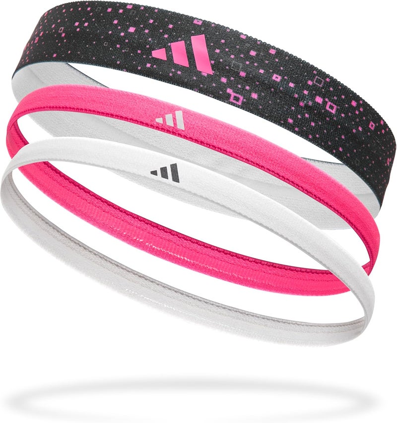 adidas Hairbands (Graphic) - Set of 3 in Pink, White, and Black - Image 1