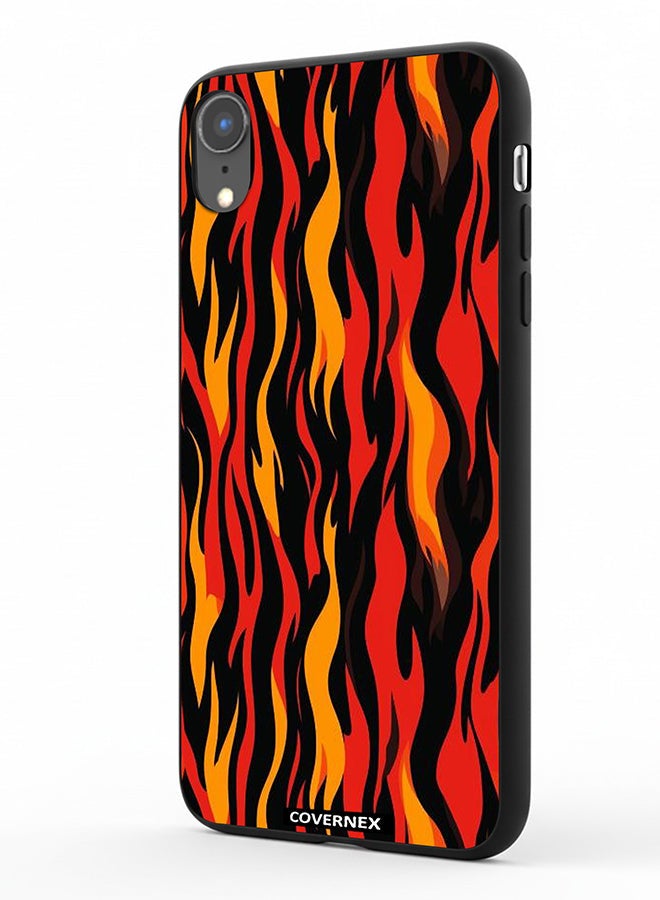 Covernex Apple iPhone XR Protective Case Cover Printed Featuring Stylized Flame Pattern - Image 1