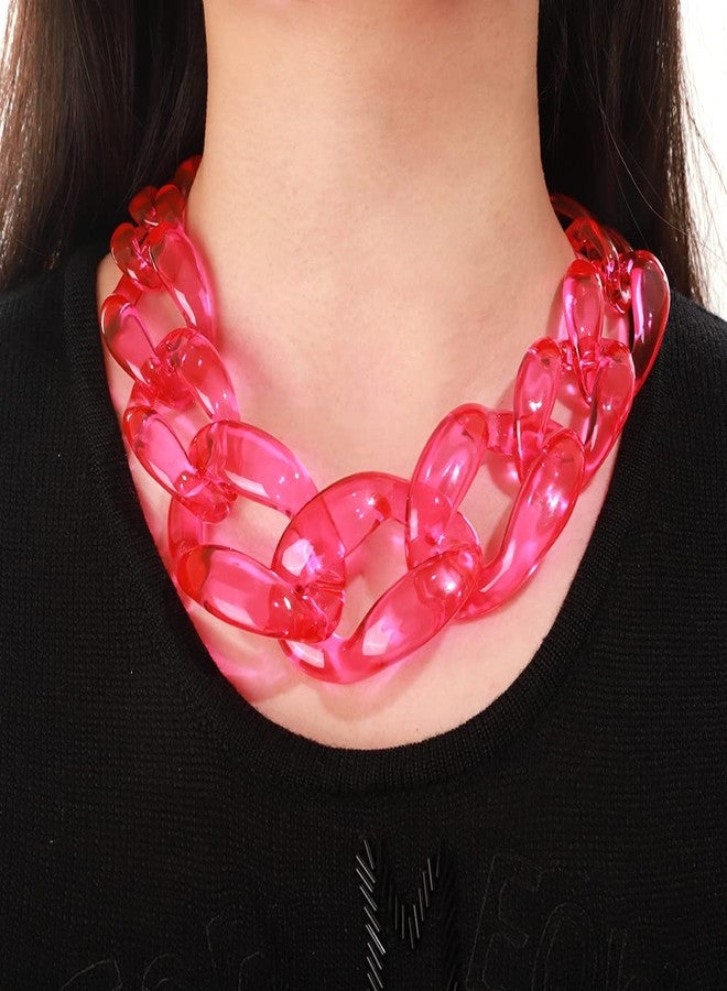 Wiwpar Punk Acrylic Collar Choker Necklace Boho Statement Chunky Large Acrylic Chain Link Choker Necklace Halloween Christmas Costume Jewelry Gift for Women Party Bar - Image 3