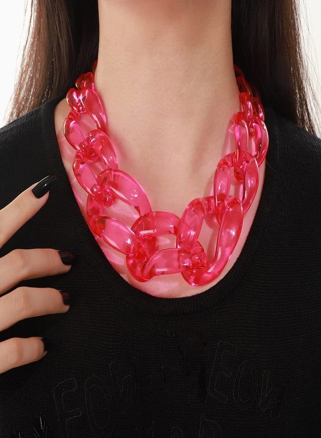 Wiwpar Punk Acrylic Collar Choker Necklace Boho Statement Chunky Large Acrylic Chain Link Choker Necklace Halloween Christmas Costume Jewelry Gift for Women Party Bar - Image 2