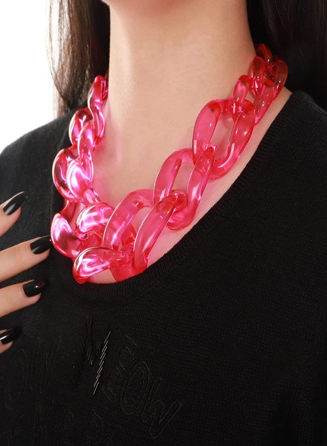 Wiwpar Punk Acrylic Collar Choker Necklace Boho Statement Chunky Large Acrylic Chain Link Choker Necklace Halloween Christmas Costume Jewelry Gift for Women Party Bar - Image 4