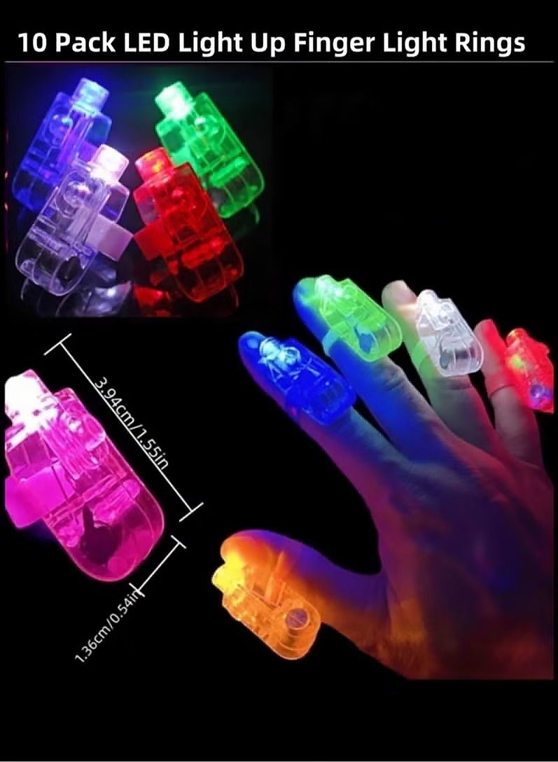 Glow in The Dark Party Supplies-10 Pack LED Light Up Finger Light Rings ，Glow in The Dark Party Supplies， LED Ring Finger Lamp Glow Stick Glow Party Favors Kids Glow Toys Party (Mixed Colors) - Image 1
