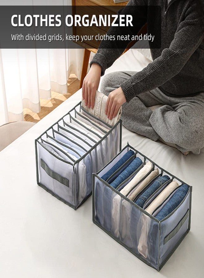 ABBASI Wardrobe Clothes Organizers, 7 Grids Compartment Storage Box, Washable Foldable Drawer Storage for Baby Clothes, Underwear, T-Shirts (Pack of 4, Grey) - Image 5