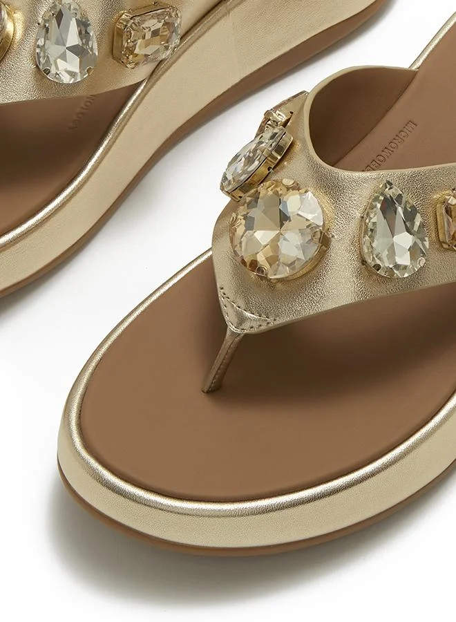 Fitflop F-MODE ULTRA-JEWEL LEATHER TOE-POST SANDALS