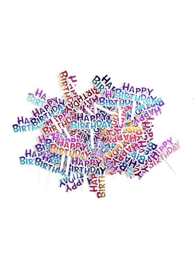 Warmtree Warm party Colourful Happy Birthday Cupcake Picks Cake Toppers,Pack of 50 - Image 1