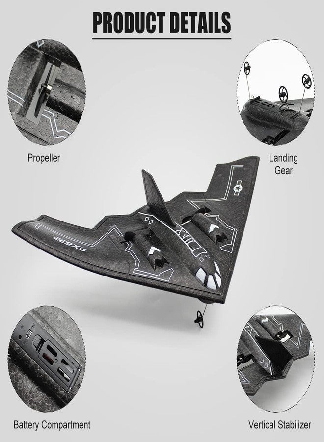 Ouhgnoh RC Plane 2.4Ghz 2 Channels EPP Foam, Remote Control B-2 Spirit Stealth Bomber Plane, Easy to Fly RC Glider Toys for Kids, Adults and Beginners with 3 Batteries - Image 4