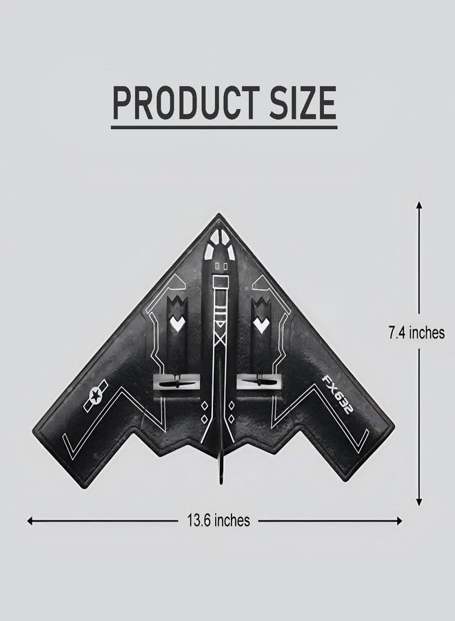 Ouhgnoh RC Plane 2.4Ghz 2 Channels EPP Foam, Remote Control B-2 Spirit Stealth Bomber Plane, Easy to Fly RC Glider Toys for Kids, Adults and Beginners with 3 Batteries - Image 3