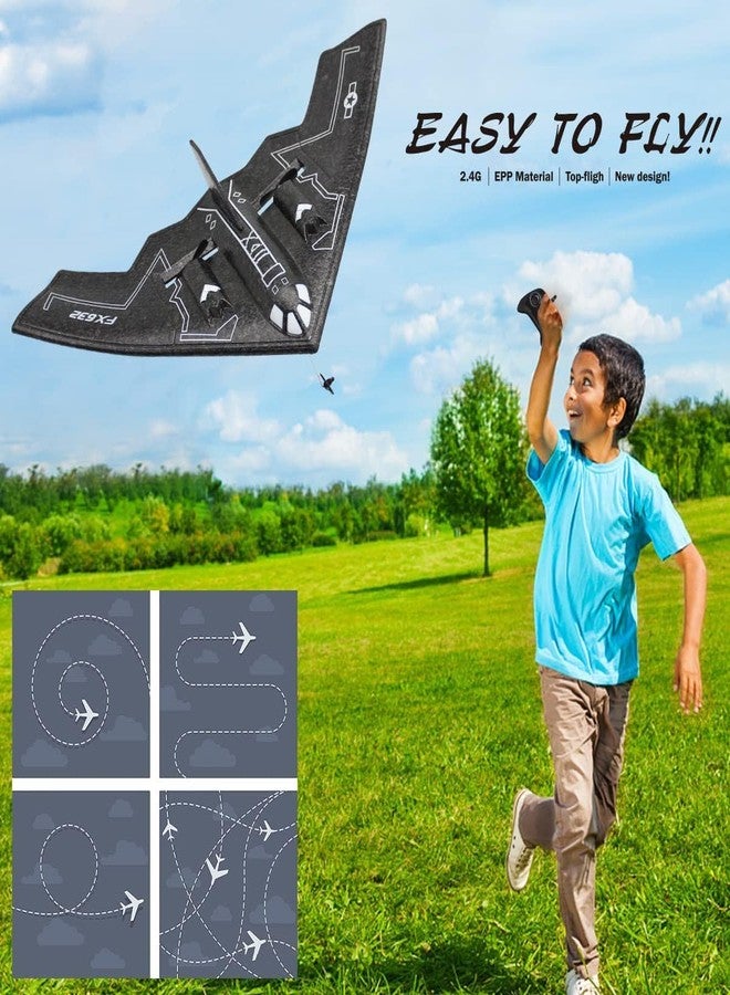 Ouhgnoh RC Plane 2.4Ghz 2 Channels EPP Foam, Remote Control B-2 Spirit Stealth Bomber Plane, Easy to Fly RC Glider Toys for Kids, Adults and Beginners with 3 Batteries - Image 2