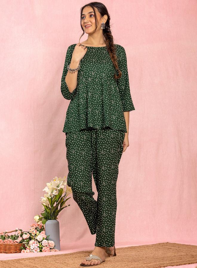 KASYA Women Viscose Polka Dot Print Top and Pants Co-Ords - Image 3