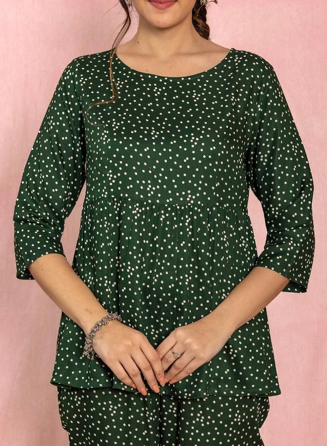 Kasya  Women Viscose Polka Dot Print Top and Pants Co-Ords for Women | Best Price UAE