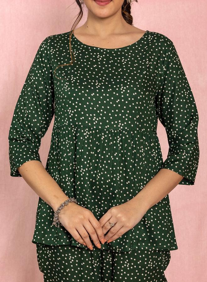 KASYA Women Viscose Polka Dot Print Top and Pants Co-Ords - Image 5