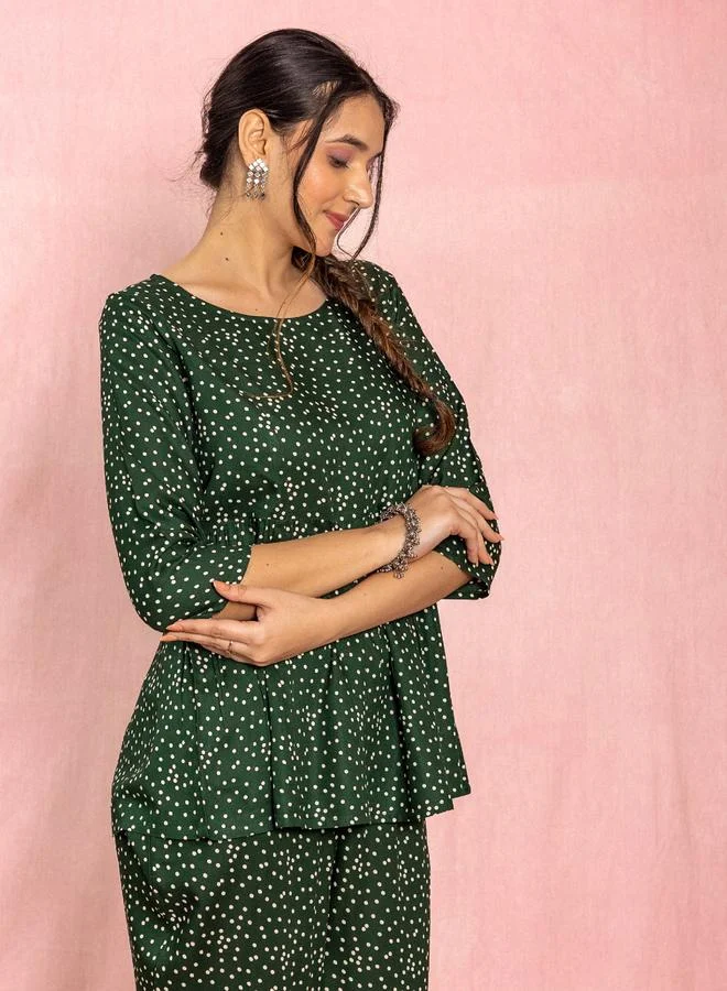 Kasya  Women Viscose Polka Dot Print Top and Pants Co-Ords for Women | Best Price UAE