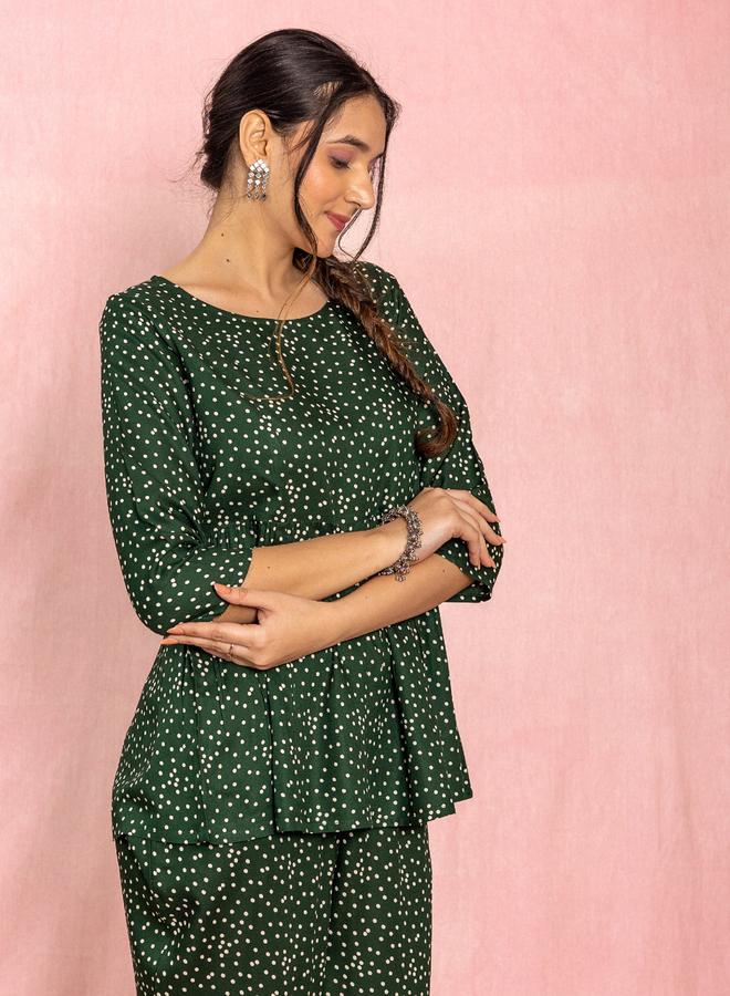 KASYA Women Viscose Polka Dot Print Top and Pants Co-Ords - Image 4